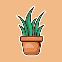 Plant sticker hand drawn coloring vector