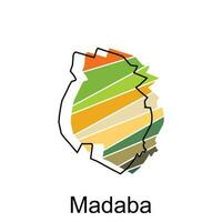 Fully Editable Map of Madaba, Vector map of Jordan with named governance and travel icons