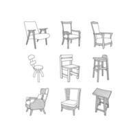 Minimalist Chair Set icon design, furniture logo collection inspiration design template, suitable for your company vector