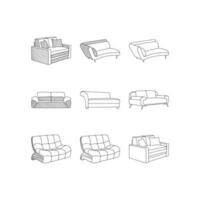 set of Sofa interior icon collection design template, outline logo design, style, line.abstract, can be used for your company vector