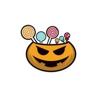 Lollipop and Candy for Halloween logo design template, Halloween Candy Vector Design Illustration