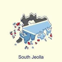 South Jeolla map vector illustration on white background, detailed map of South Korea vector design template, national borders and important cities illustration