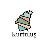 Kurtulus City of Turkey Geometric Map Colorful Creative Logo, element graphic illustration design template, logo for your company vector