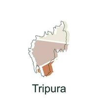 Tripura map vector illustration with line modern, illustrated Map of India element graphic illustration design template