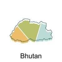 modern map of Bhutan geometric colorful simple illustration design template, Bhutan Map. State and district map of Bhutan vector