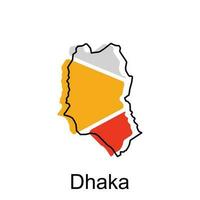 Map of Dhaka colorful geometric illustration design, High detailed vector map of Bangladesh