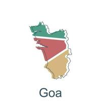 Map of Goa illustration design with black outline on white background, design template suitable for your company vector