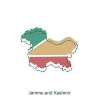 Map of Jammu and Kashmir illustration design with black outline on white background, design template suitable for your company vector