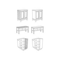 conjunto de cajón mueble minimalista logo, vector icono ilustración diseño modelo