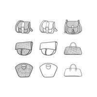 icono conjunto de mujer bolso diseño plantilla, elemento gráfico ilustración diseño logo, logo para tu empresa y etc. vector