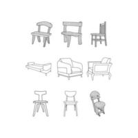 Minimalist icon Chair furniture logo collection inspiration design template vector