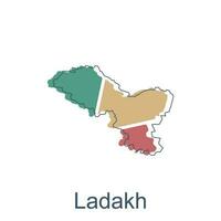 Map of Ladakh illustration design with black outline on white background, design template suitable for your company vector