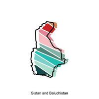 vector archivo mapa de sistan y baluchistán, corrí regiones mapa ilustración diseño modelo