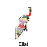 Eilat mapa plano icono ilustración, vector mapa de Israel con llamado gobernancia y viaje íconos modelo