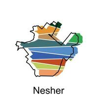 Nesher on a geographical map icon design, Map is highlighted on the Israel country, illustration design template vector