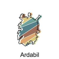 Vector graphic of Ardabil map, Iran Country Vector Design Template isolated on White background