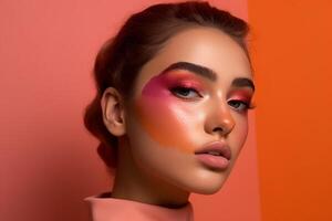 A gradient of pink and orange tones photo