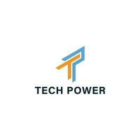 Abstract initial letter TP or PT logo in blue and orange color isolated in white background. PT TP logo design template element. Blue and orange letter TP for business and technology logo design. vector