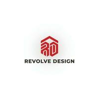 Abstract initial letter RD or DR logo in red color isolated in white background. Creative Letter RD Monogram Logo Design Icon Template White Background. Red hexagon letter RD for construction logo. vector