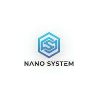 Abstract initial letter SN or NS logo in blue color isolated in white background. Hexagon NS Initial Logo designs with pixel texture Vector illustration. Blue hexagon letter SN logo for the technology