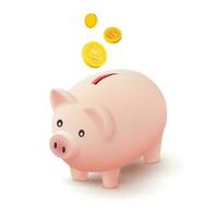 3d Piggy bank for banking, finance, economy, investment concept. vector icon. isolated on white background.