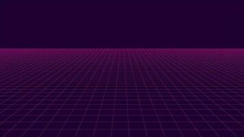 Perspective pink grid on a dark background. Futuristic vector illustration. Background in the style of the 80s.
