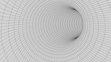 An abstract tunnel with a mesh structure. 3D grid of tunnels and corridors. Vector wormhole.