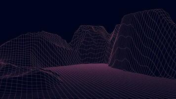 Abstract dark background with linear grid. The framework of the landscape. Polygonal map of the area. 3d vector illustration