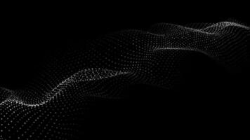 Futuristic dark background with a dynamic wave of particles. Big data. Vector illustration.