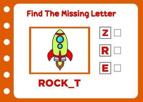 find the missing letter rocket. free vector