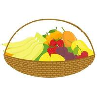 Fruit Basket Illustration with Various Tropical Fruits vector