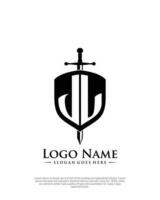 initial JL letter with shield style logo template vector