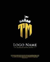 initial TM letter with shield style logo template vector