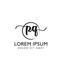 Letter PQ Initial handwriting logo with signature and hand drawn style. vector