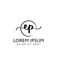 Letter EP Initial handwriting logo with signature and hand drawn style. vector