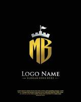 initial MB letter with shield style logo template vector