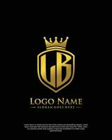 initial LB letter with shield style logo template vector