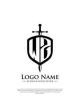initial WZ letter with shield style logo template vector