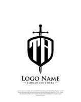 initial TA letter with shield style logo template vector