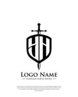 initial YH letter with shield style logo template vector