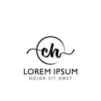 Letter CH Initial handwriting logo with signature and hand drawn style. vector