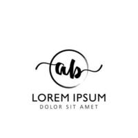 Letter AB Initial handwriting logo with signature and hand drawn style. vector