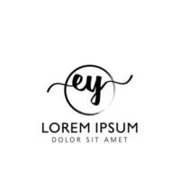 Letter EY Initial handwriting logo with signature and hand drawn style. vector