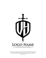 initial VY letter with shield style logo template vector