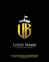 initial UB letter with shield style logo template vector