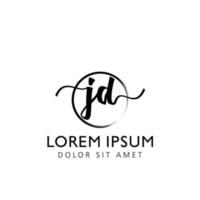 Letter JD Initial handwriting logo with signature and hand drawn style. vector