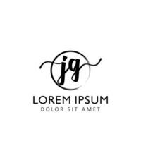 Letter JG Initial handwriting logo with signature and hand drawn style. vector