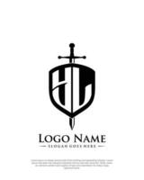 initial YL letter with shield style logo template vector