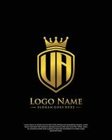 initial UA letter with shield style logo template vector