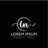 Letter LN Initial handwriting logo with signature and hand drawn style. vector